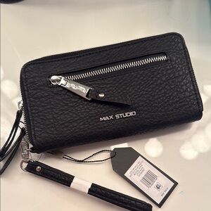 Max Studio Black Textured Clutch Wallet
